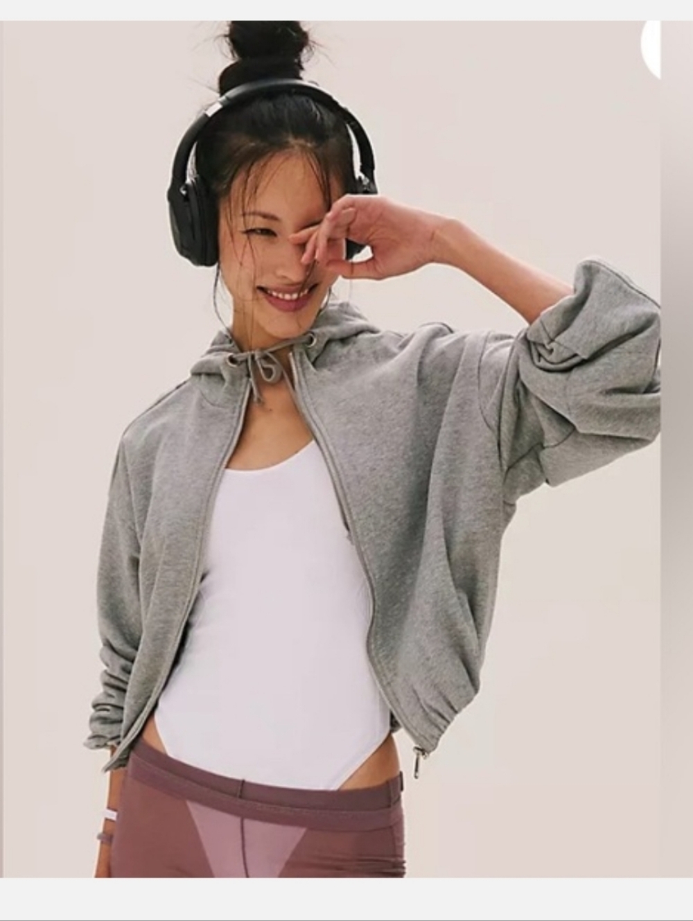 Free People movement bubble zip-up. NWT. Grey - Picture 4 of 5